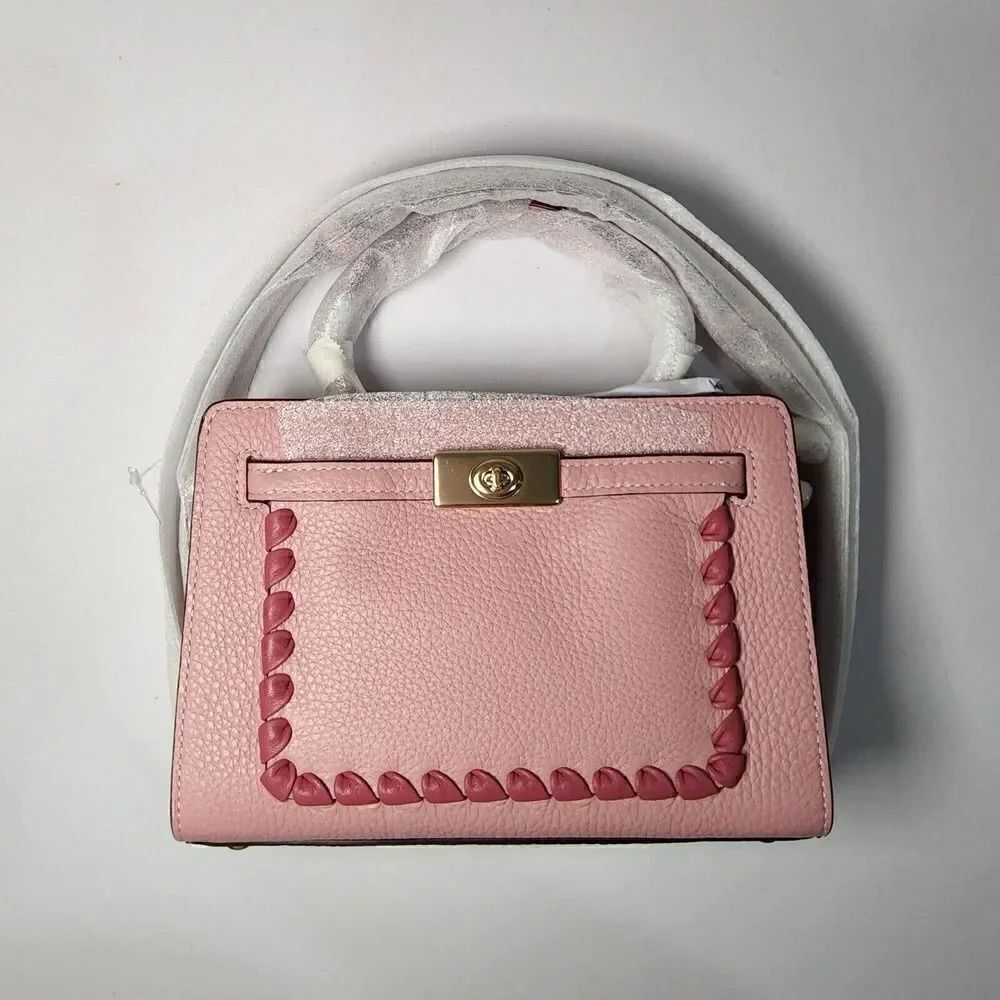 NWT Coach CA077 Mini Lane Top Handle In Refine Pebble Leather Whipstitch Pink